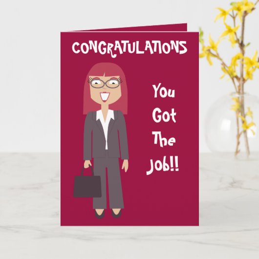 Gefeliciteerd, je hebt de baan voor de zakenvrouw kaart (Gele Bloem)