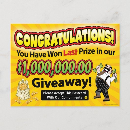 Gefeliciteerd, je hebt de laatste prijs gewonnen - briefkaart (Voorkant)
