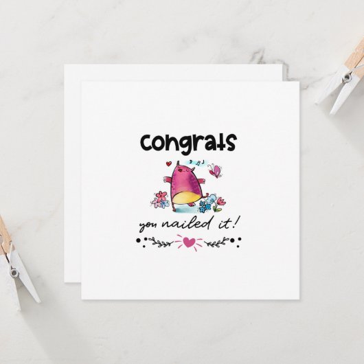 Gefeliciteerd je hebt het Cartoon uil Humor genage Kaart (Voorkant / Achterkant in situ)