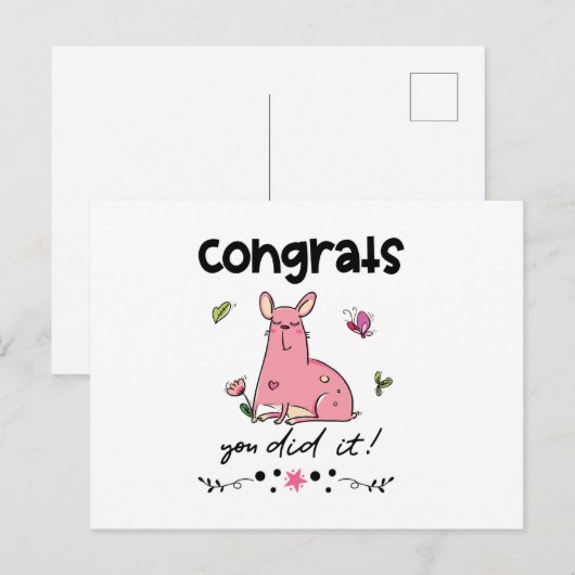 Gefeliciteerd, je hebt het gedaan Grappige Cartoon Briefkaart (Voorkant / Achterkant)