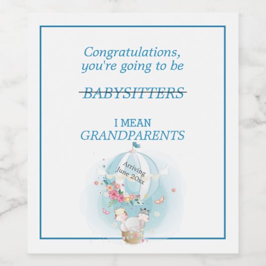 Gefeliciteerd, je wordt grootouders wijn etiket (Enkel label)