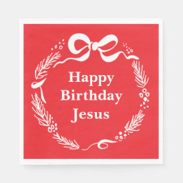 Gefeliciteerd Jezus | Handgetekende strik Kerstmis Servet