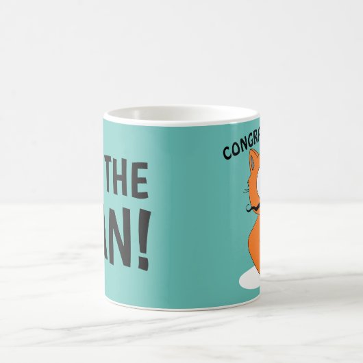 GEFELICITEERD! JIJ HET MAN! Cartoon Cat Koffiemok (Center)