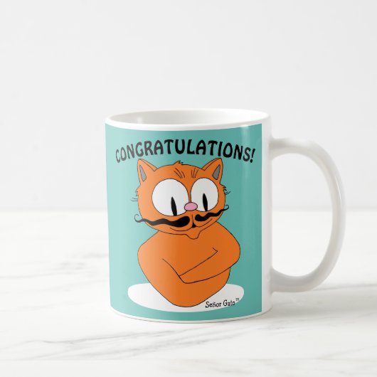 GEFELICITEERD! JIJ HET MAN! Cartoon Cat Koffiemok (Rechts)