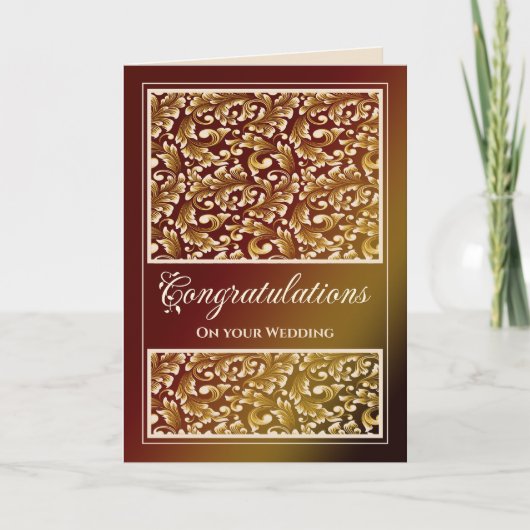 Gefeliciteerd joodse bruiloften Damask Brown Card Bedankkaart (Voorkant)