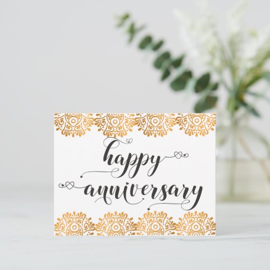 Gefeliciteerd Jubileum met Gold Love Briefkaart (Staand voorkant)