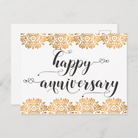 Gefeliciteerd Jubileum met Gold Love Briefkaart (Voorkant / Achterkant)