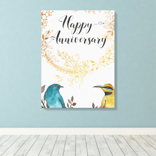 Gefeliciteerd Jubileum met huwelijk man Canvas Afdruk (Insitu (Houten vloer))