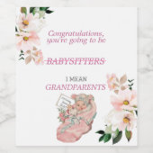 Gefeliciteerd, jullie worden grootouders, babymeis wijn etiket (Enkel label)