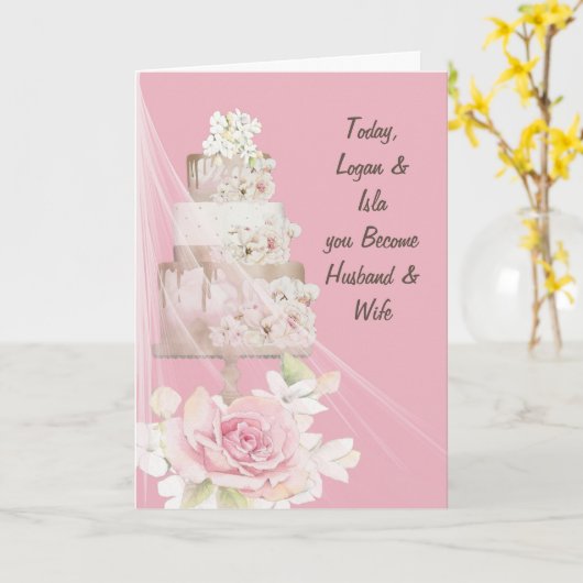 Gefeliciteerd Kaart Cake & Flowers (Gele Bloem)