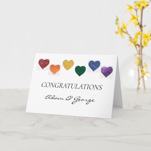 Gefeliciteerd Kaart - LGBTIQ Rainbow Pride Hearts (Gele Bloem)