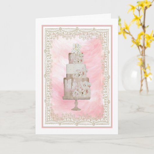 Gefeliciteerd Kaart met mooie Cake (Gele Bloem)