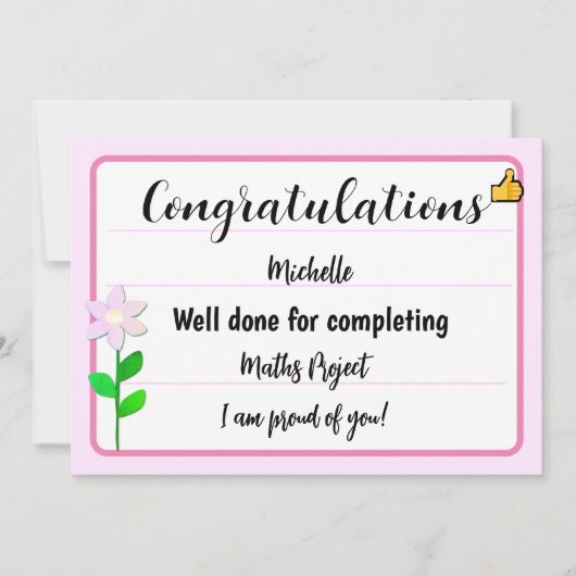 Gefeliciteerd Kaart met Pink Flower (Voorkant)