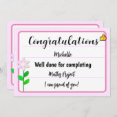 Gefeliciteerd Kaart met Pink Flower (Voorkant / Achterkant)