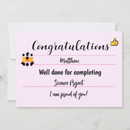 Gefeliciteerd Kaart met Schattige gezicht- Roze