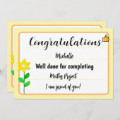 Gefeliciteerd Kaart met Yellow Flower (Voorkant / Achterkant)