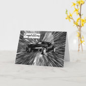 Gefeliciteerd Kaart Nieuwe auto in zwart-wit (Gele Bloem)