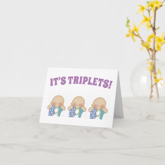Gefeliciteerd Kaart - Triplets Boys (Gele Bloem)