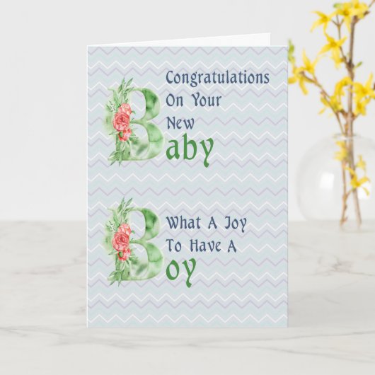 Gefeliciteerd Kaart voor Baby Boy (Gele Bloem)