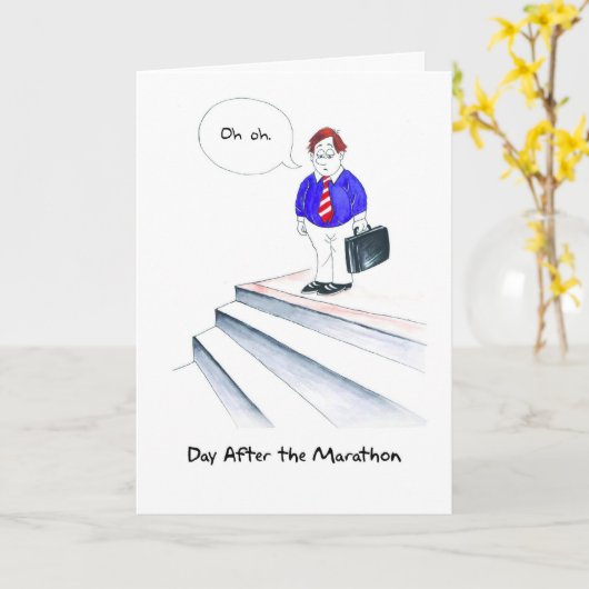 Gefeliciteerd Kaart voor Marathoner - Oh Stairs (Gele Bloem)