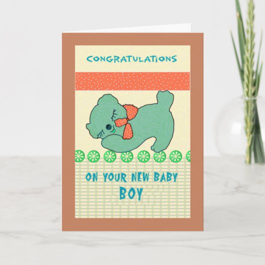 Gefeliciteerd Kaart voor New Baby Boy (Voorkant)