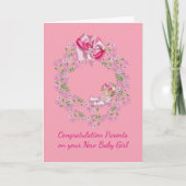 Gefeliciteerd Kaart voor ouders van New Baby Girl (Voorkant)