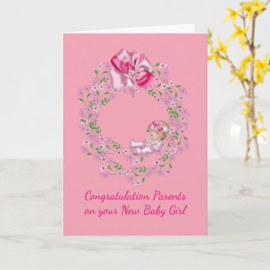 Gefeliciteerd Kaart voor ouders van New Baby Girl (Gele Bloem)