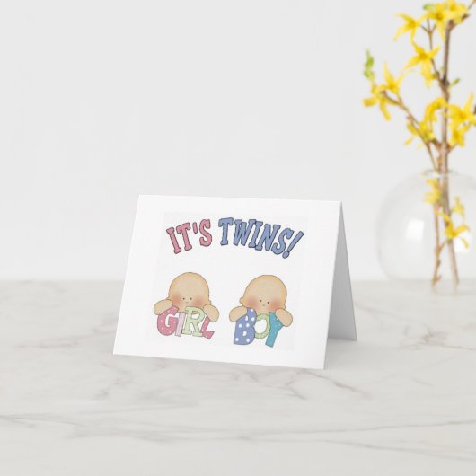 Gefeliciteerd Kaart - zijn tweeling meisje en jong (Gele Bloem)