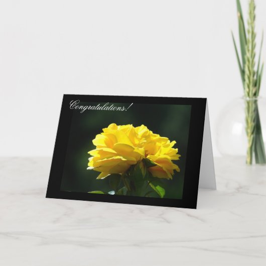 Gefeliciteerd! Kaarten Gele Roos Bloem (Voorkant)