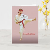 Gefeliciteerd, Karate Belt vooruitgang, rood Kaart (Gele Bloem)