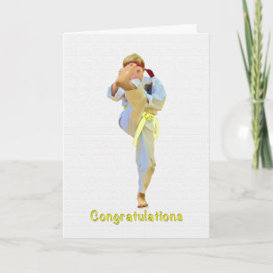 Gefeliciteerd, Karate Kicking Yellow Belt Card Kaart