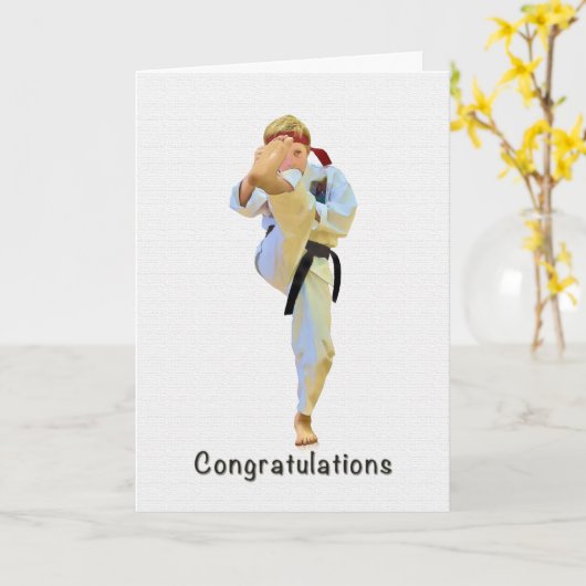 Gefeliciteerd, Karate schoppen Black Belt Kaart (Gele Bloem)