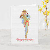 Gefeliciteerd, Karate schoppen Oranje riem Kaart (Gele Bloem)