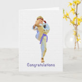 Gefeliciteerd, karate schoppen Paarse riem Kaart (Gele Bloem)