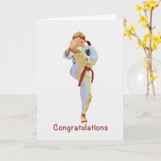 Gefeliciteerd, Karate schoppen Red Belt Kaart (Gele Bloem)