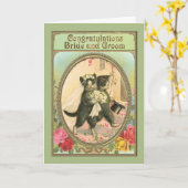 Gefeliciteerd Kat Bruid en Bruidegom Trouwdag Kaart (Gele Bloem)