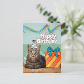 Gefeliciteerd kat kerstkaart briefkaart (Staand voorkant)