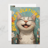Gefeliciteerd, kattenvrouw, kattenliefhebber, grap briefkaart (Voorkant / Achterkant)