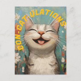 Gefeliciteerd, kattenvrouw, kattenliefhebber, grap briefkaart