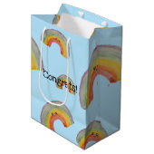 Gefeliciteerd! Kawaii Waterverf Regenboog Medium Cadeauzakje (Voorkant Gekanteld)