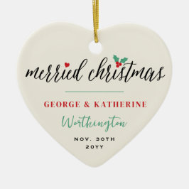 Gefeliciteerd kerstfeest Holly Mistletoe Foto brui Keramisch Ornament