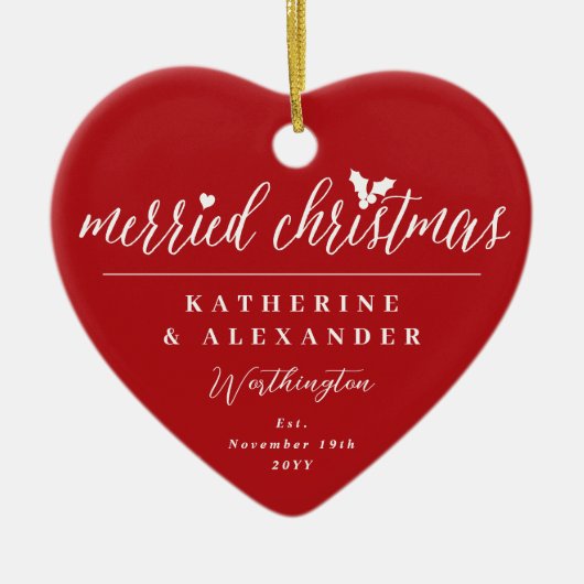 Gefeliciteerd Kerstmis, Mr. en Mrs. Foto Modern We Keramisch Ornament (Voorkant)