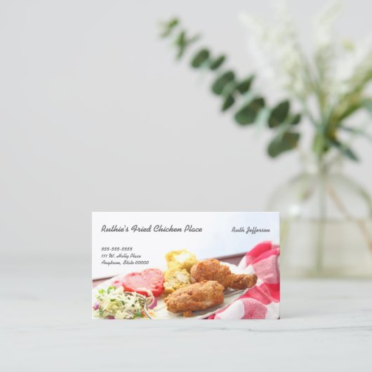 Gefeliciteerd kipdiner met kopieerruimte visitekaartje (Staand voorkant)