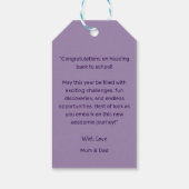 Gefeliciteerd: Klaar, klaar, leer! Terug naar scho Cadeaulabel (Achterkant)