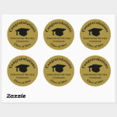 Gefeliciteerd, Klas 20xx Afstuderen, Matgoud Ronde Sticker (Vel)