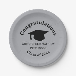 Gefeliciteerd, klas 20xx afstuderen, zilver papieren bordje