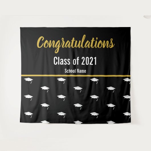 Gefeliciteerd klas van 2021 afstuderen wandkleed (Voorkant (horizontaal))