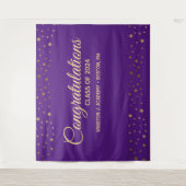 Gefeliciteerd Klas van 2021 Paars Goud Geslaagd Wandkleed (Voorkant)