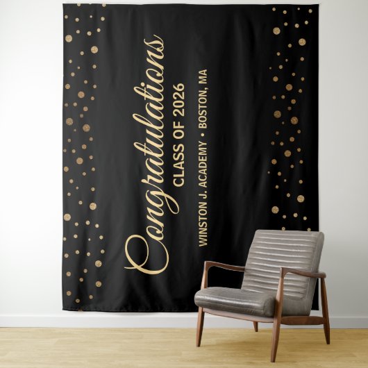 Gefeliciteerd Klas van 2026 achtergrond afstuderen Wandkleed (In situ)