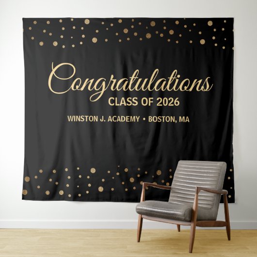 Gefeliciteerd Klas van 2026 achtergrond diploma-ui Wandkleed (In Situ (horizontaal))